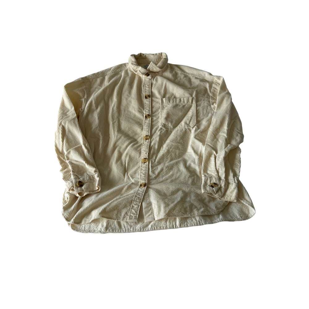 Hollister Womens Cream Corduroy Button Down Shirt Oversized Long Sleeve Small - Picture 2 of 10